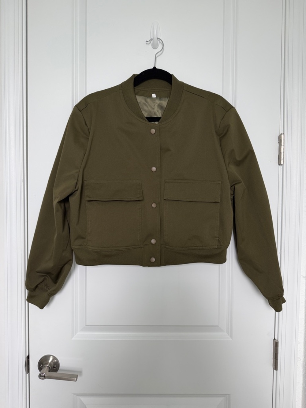 Cropped Baseball Bomber Jacket Button Down Stand … - image 4